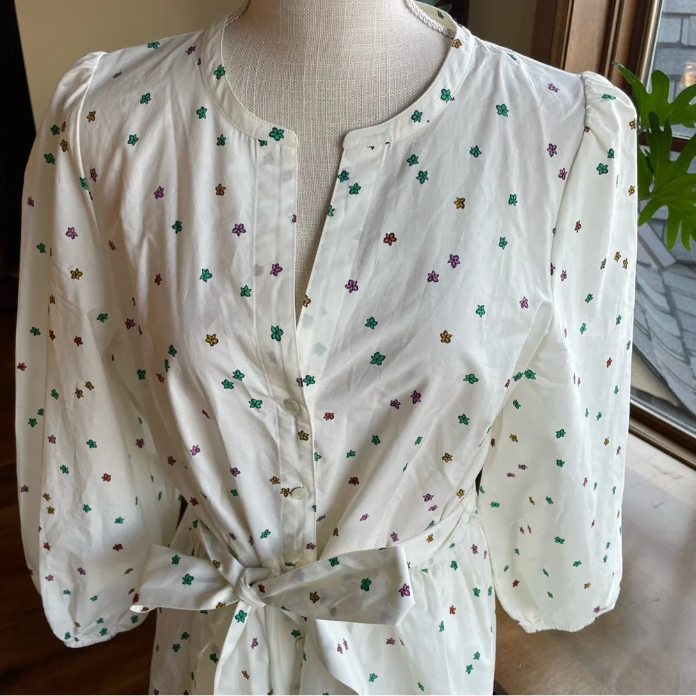 Talbots Cotton Poplin Midi Button Down Shirt Dress in Blissful Floral size 12 - Picture 14 of 14